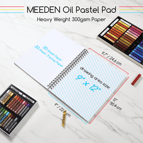 MEEDEN 9 x 12 inches Oil Pastel Paper Pad:  30 Sheets Fine Textured - 140lb/300gsm