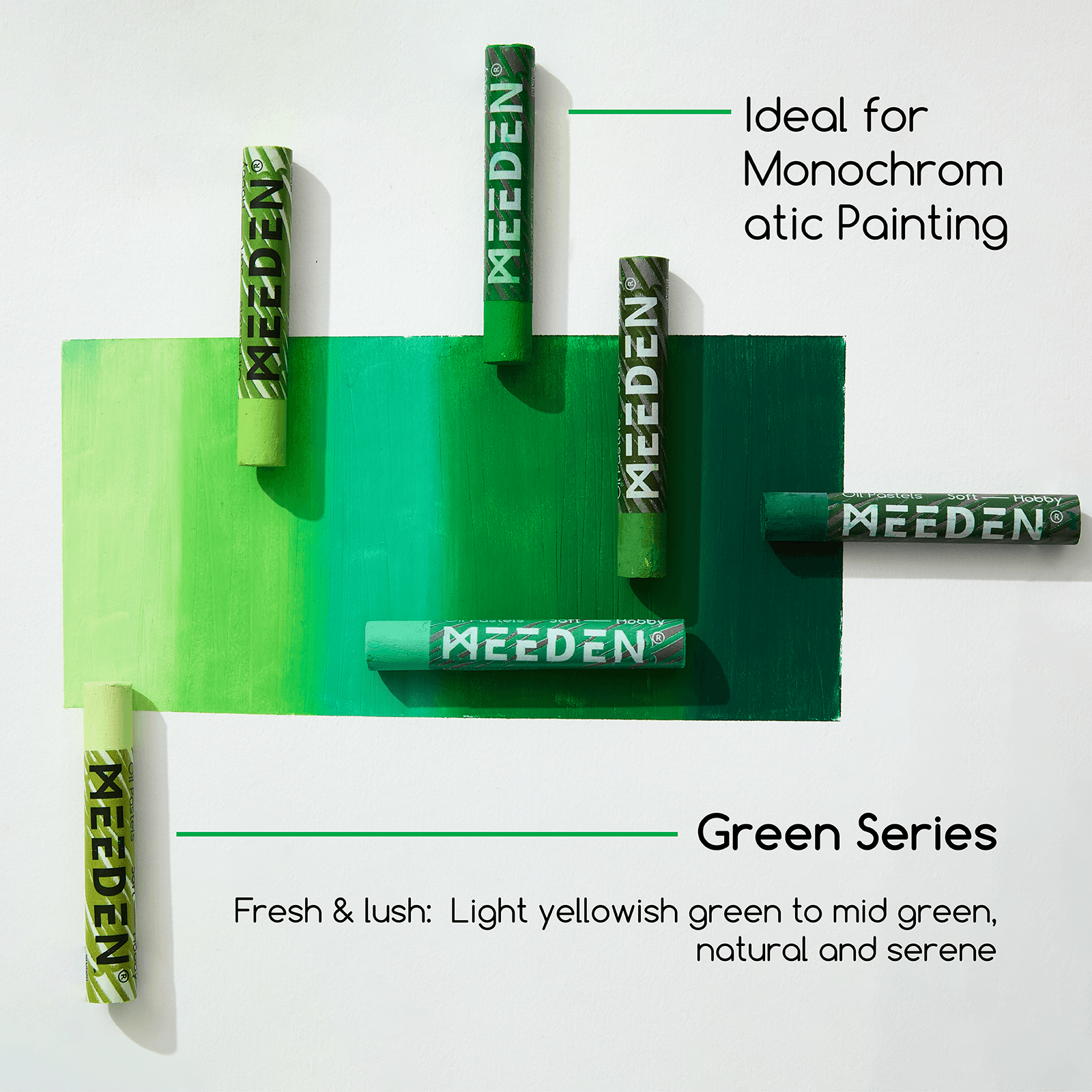 MEEDEN Soft Green Oil Pastels 6 Pcs Set
