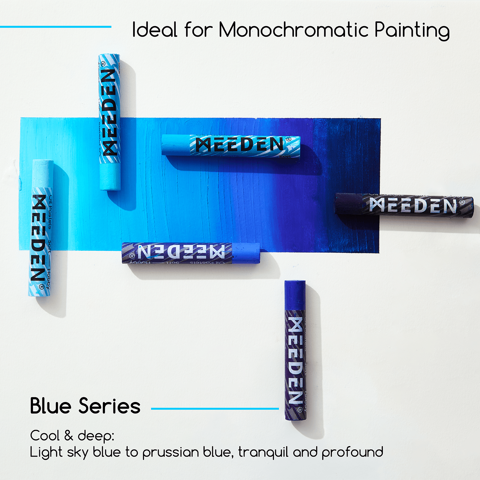 MEEDEN Soft Blue Oil Pastels 6 Pcs Set