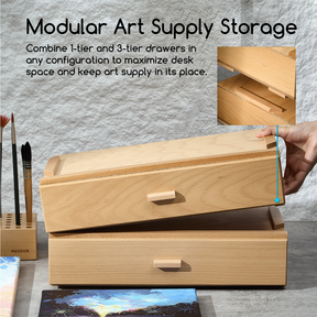 MEEDEN Artist Supply Organizer Box: 1-Tier Solid Beech Wood
