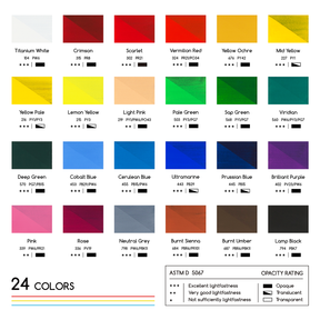 MEEDEN Gouache Paint Set, 24 Tubes, 12 ml / 0.4oz