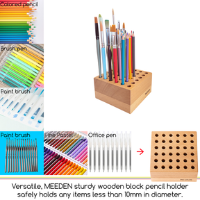 MEEDEN Beechwood Pencil and Brush Holder - 36 Holes