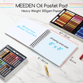 MEEDEN 8 x 8 inches Oil Pastel Paper Pad: 30 Sheets Fine Textured - 140lb/300gsm