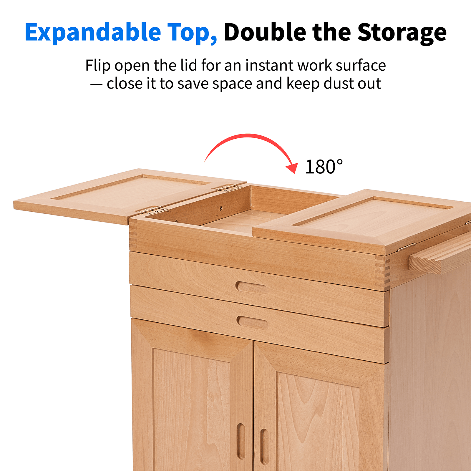 MEEDEN Deluxe Storage Cabinet Cart: Movable Art Cart for Painting - Natural