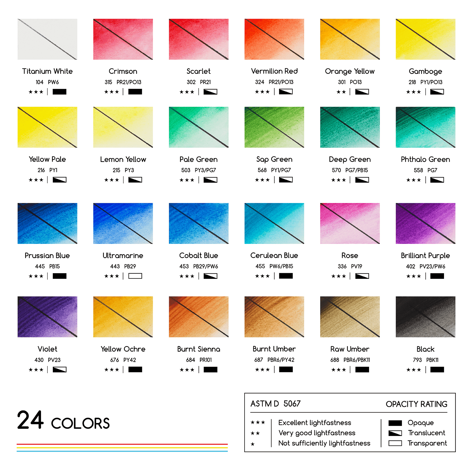 MEEDEN Watercolor Paint Set, 24 Tubes, 12 ml / 0.41 oz