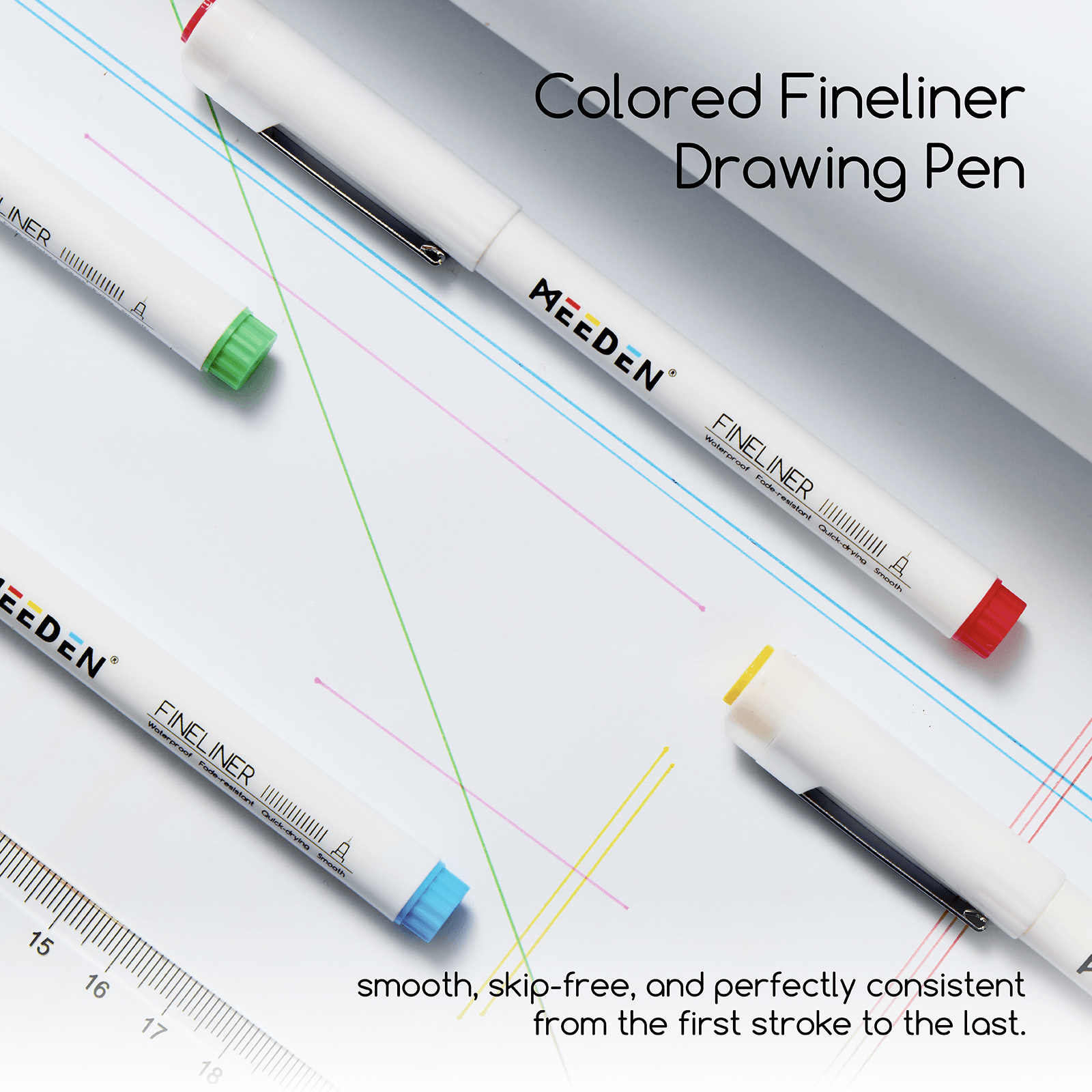 MEEDEN Micro Fineliner Drawing Pens: 12 Colors 0.4mm Fine Liner Pen Set