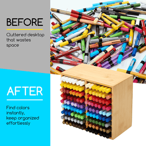 MEEDEN Rotating Bamboo 18 Compartments Marker Holder Organizer