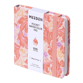 MEEDEN Floral Fabric Watercolor Sketchbook: 100% Cotton Hot Press, 300gsm, Pocket Size 4.7" x 4.7" -   Peach Carnation