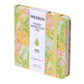 MEEDEN Floral Fabric Watercolor Sketchbook: 100% Cotton Hot Press, 300gsm, Pocket Size 4.7" x 4.7" -   Lemon Lily