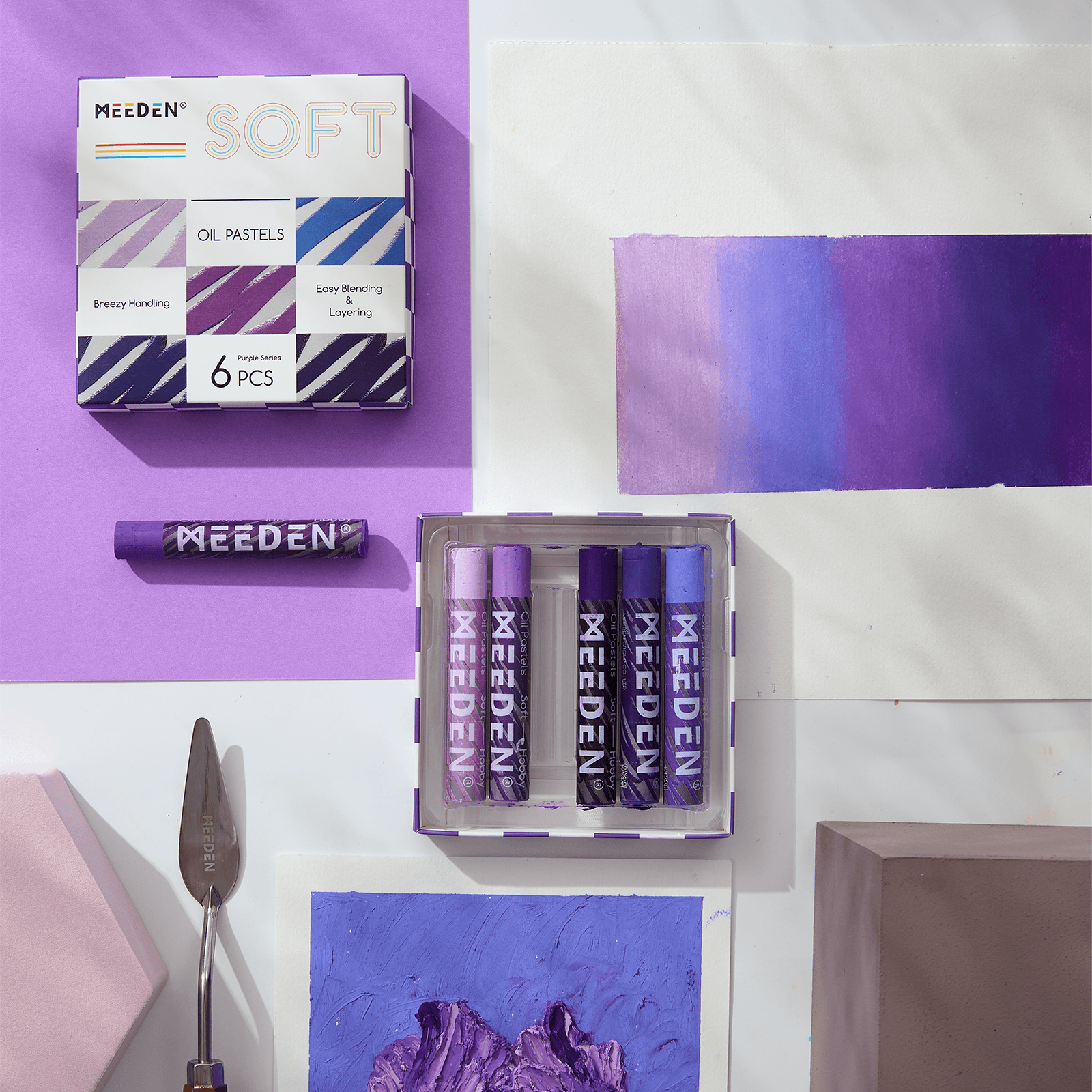MEEDEN Soft Purple Oil Pastels 6 Pcs Set