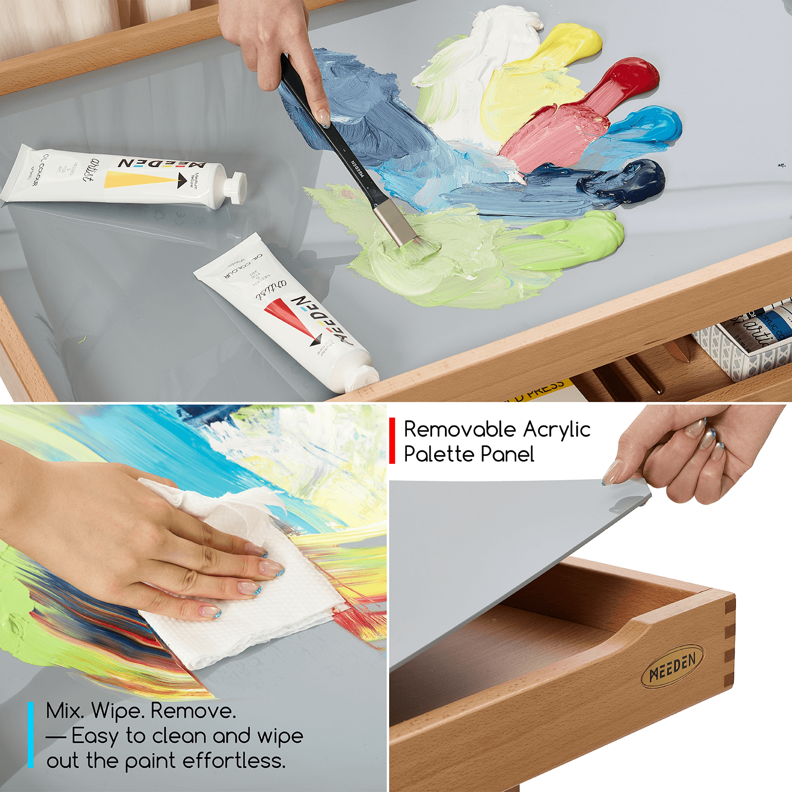MEEDEN Extra Large Artist Storage Cart, 5-Tier Rolling Painting Studio Workstation, W13H Extra Large - Natural