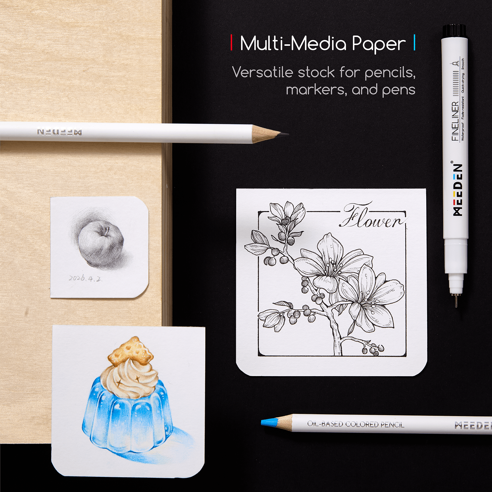 MEEDEN Mini Sketchbook Set – 3 Portable Sizes for On-the-Go Creativity (128lb/190gsm)