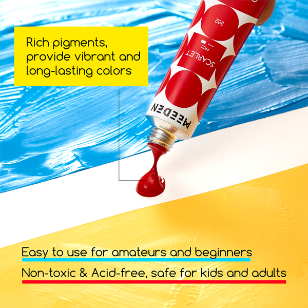 MEEDEN Gouache Paint Set, 12 Tubes, 12 ml / 0.4oz