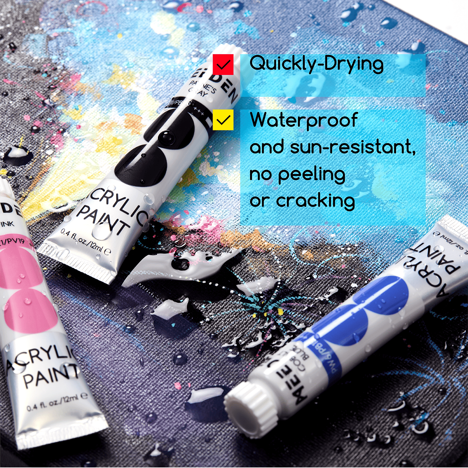 MEEDEN Acrylic Paint Set, 12 Tubes, 12 ml / 0.41 oz