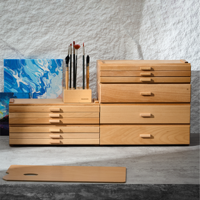 MEEDEN Artist Supply Organizer Box: 1-Tier Solid Beech Wood