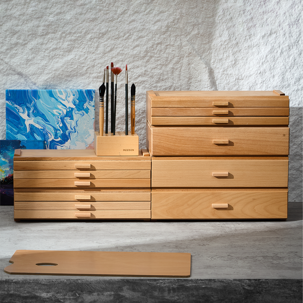 MEEDEN Artist Supply Organizer Box: 1-Tier Solid Beech Wood