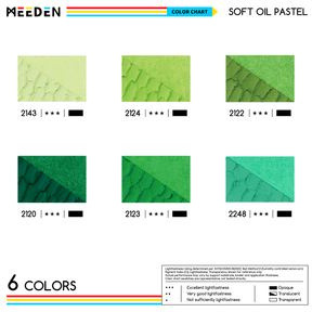 MEEDEN Soft Green Oil Pastels 6 Pcs Set