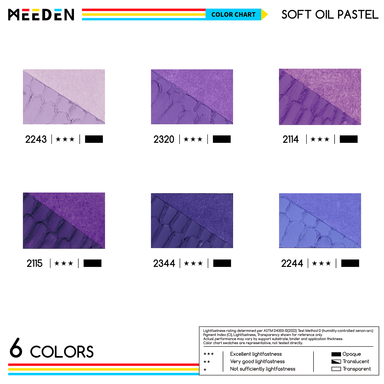 MEEDEN Soft Purple Oil Pastels 6 Pcs Set