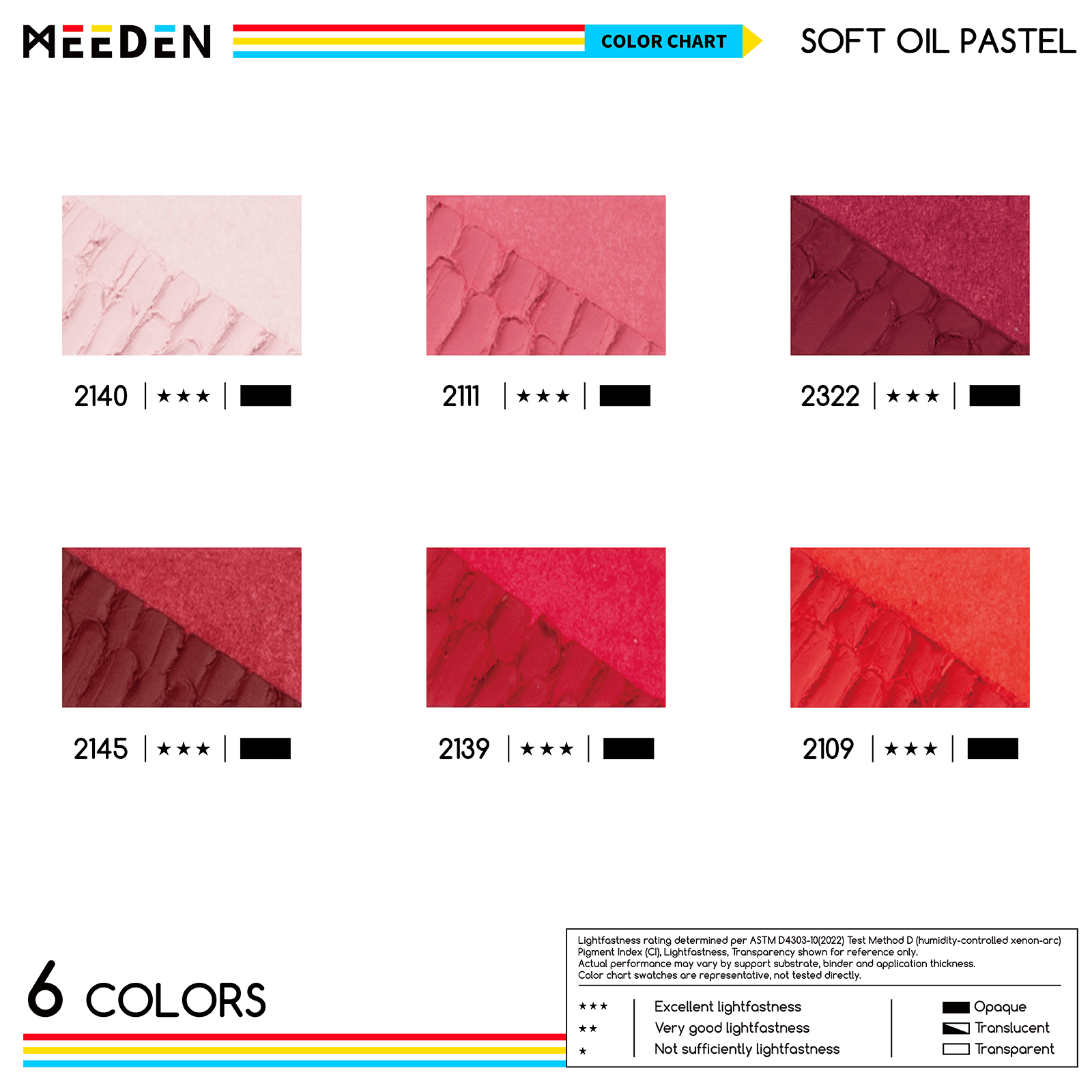 MEEDEN Soft Red Oil Pastels: 6 Pcs