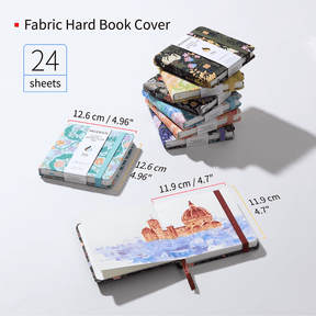 MEEDEN Floral Fabric Watercolor Sketchbook: 100% Cotton Hot Press, 300gsm, Pocket Size 4.7" x 4.7" -  Violet Iris