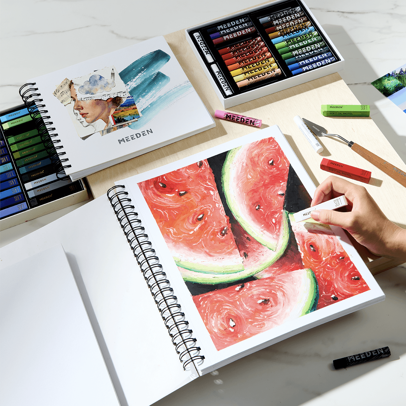 MEEDEN 8 x 8 inches Oil Pastel Paper Pad: 30 Sheets Fine Textured - 140lb/300gsm