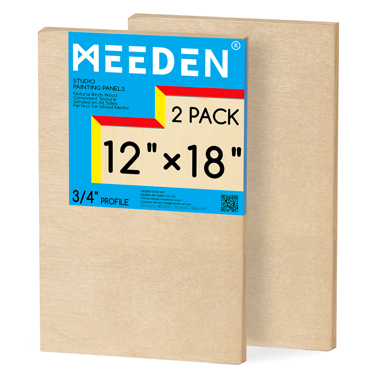 MEEDEN Artist Birch Wood Canvas Board, 3/4” Deep, 12x18 Inch, 2 Packs