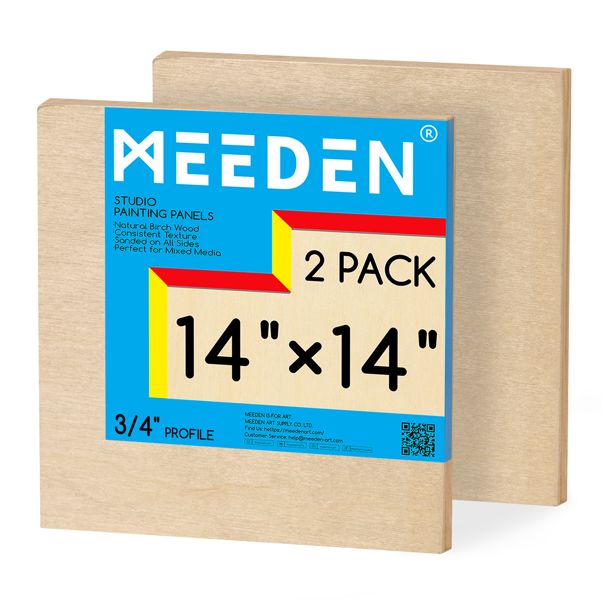 MEEDEN Artist Birch Wood Canvas Board, 3/4” Deep, 14x14 Inch, 2 Packs