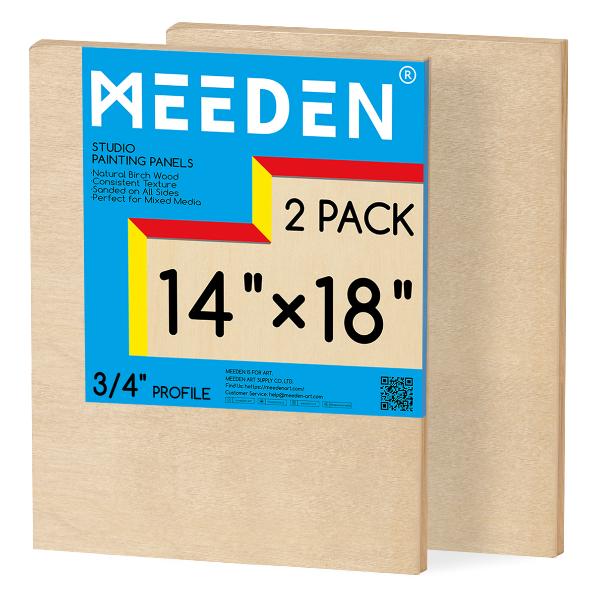 MEEDEN Artist Birch Wood Canvas Board, 3/4” Deep, 14x18 Inch, 2 Packs