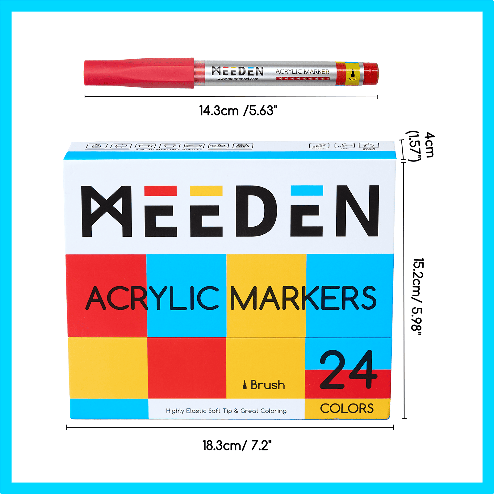 MEEDEN Soft Brush Tip Acrylic Paint Marker – 24 / 48 / 72 Colors