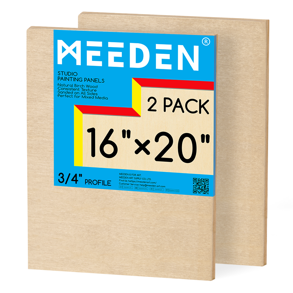 MEEDEN Artist Birch Wood Canvas Board, 3/4” Deep, 16x20 Inch, 2 Packs