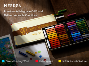 MEEDEN Soft Oil Pastels Set, 48 Colors + 2 Bonus Whites + 2 Bonus Black