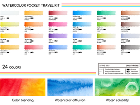 MEEDEN Travel Watercolor Sketchbook Set, 30 Sheets Watercolor Paper, 24 Colors, Brush & Palette