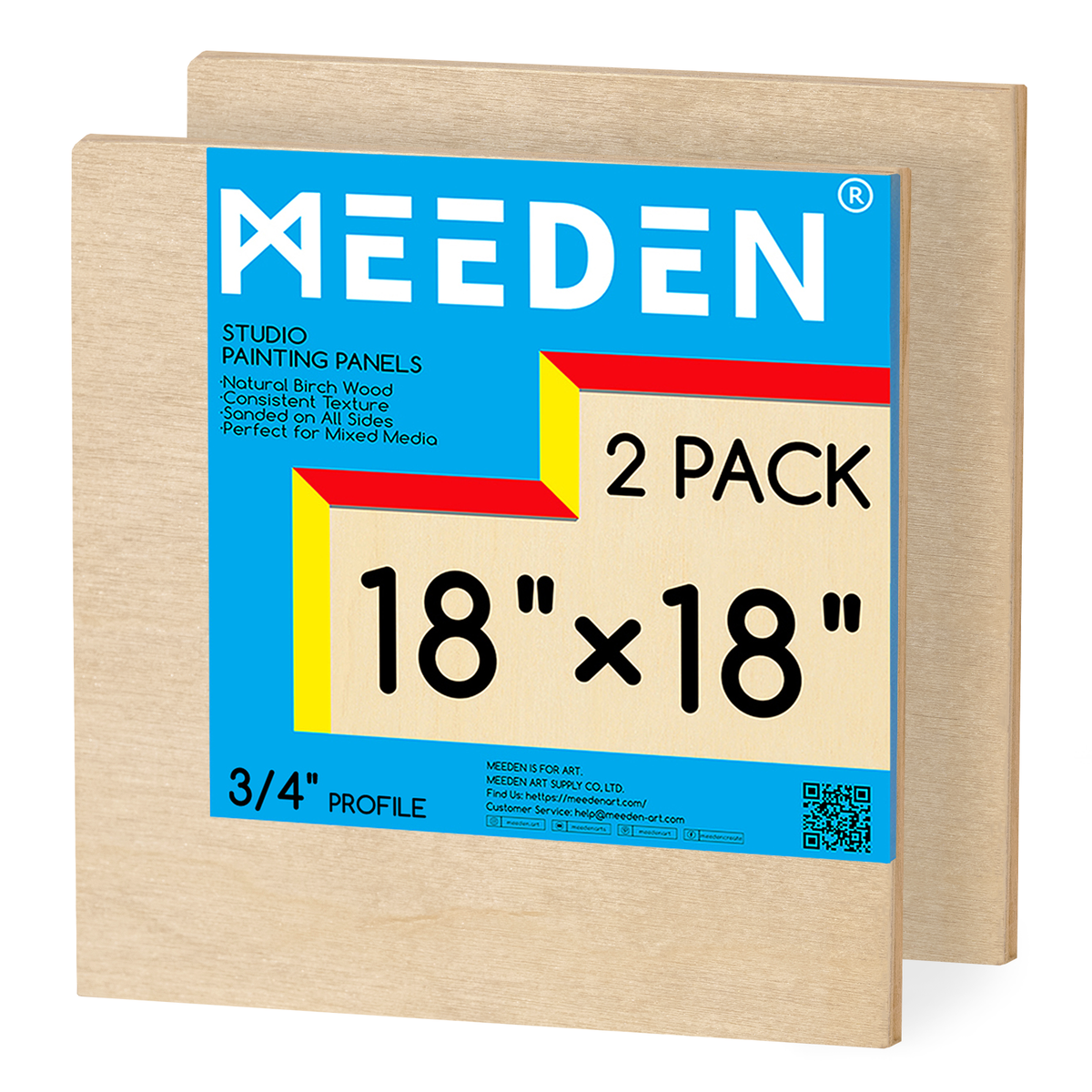 MEEDEN Artist Birch Wood Canvas Board, 3/4” Deep, 18x18 Inch, 2 Packs