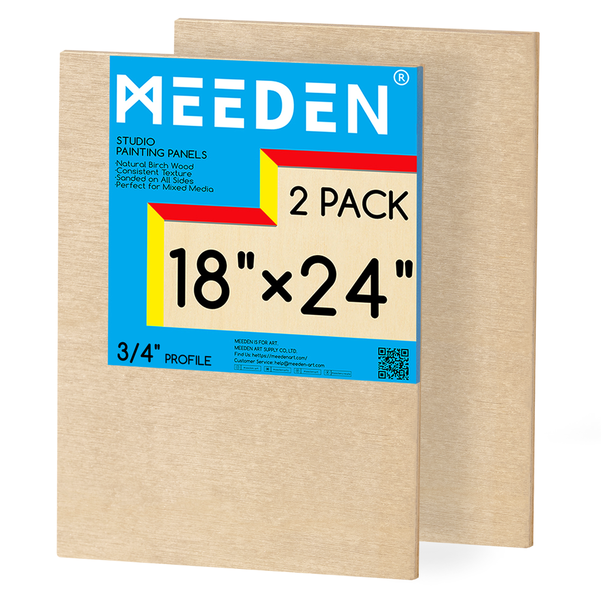 MEEDEN Artist Birch Wood Canvas Board, 3/4” Deep, 18x24 Inch, 2 Packs