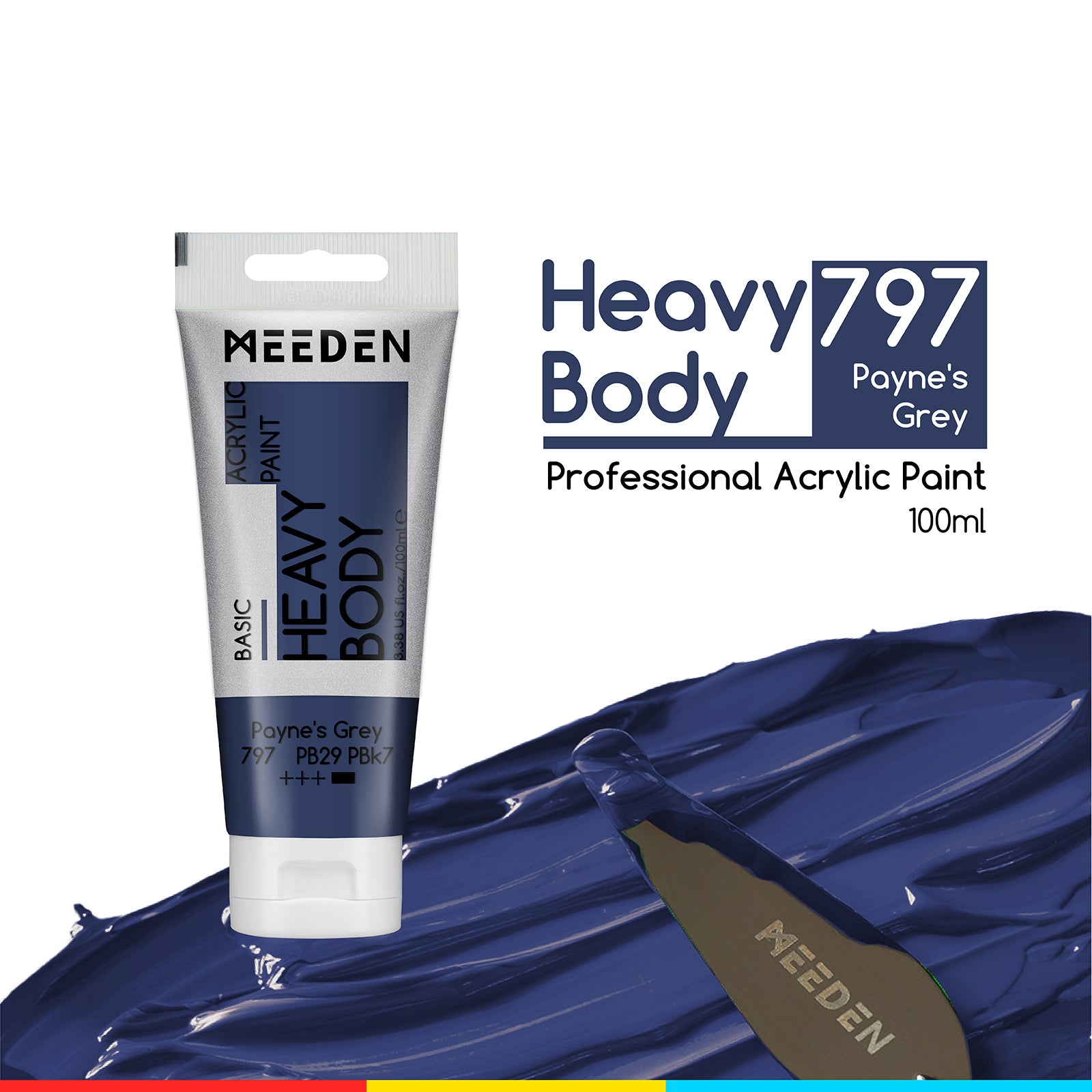 MEEDEN Acrylic Paint Tube, 37 Colors Available, 100ml / 3.38oz