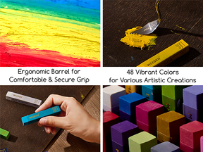 MEEDEN Soft Oil Pastels Set, 48 Colors + 2 Bonus Whites + 2 Bonus Black