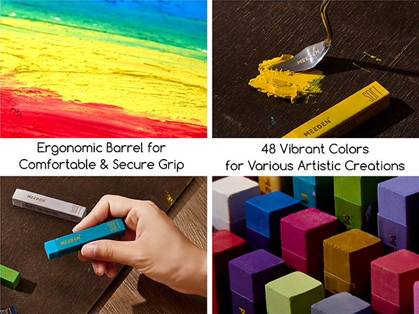 MEEDEN Soft Oil Pastels Set, 48 Colors + 2 Bonus Whites + 2 Bonus Black