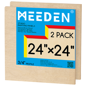 MEEDEN Artist Birch Wood Canvas Board, 3/4” Deep, 24x24 Inch, 2 Packs