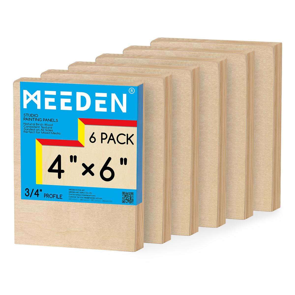 MEEDEN Artist Birch Wood Canvas Board, 3/4” Deep, 4x6 Inch, 6 Packs