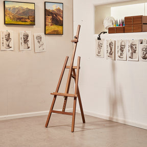 MEEDEN Solid Adjustable A-Frame Painting Beechwood  Art Easel-Walnut-W01D