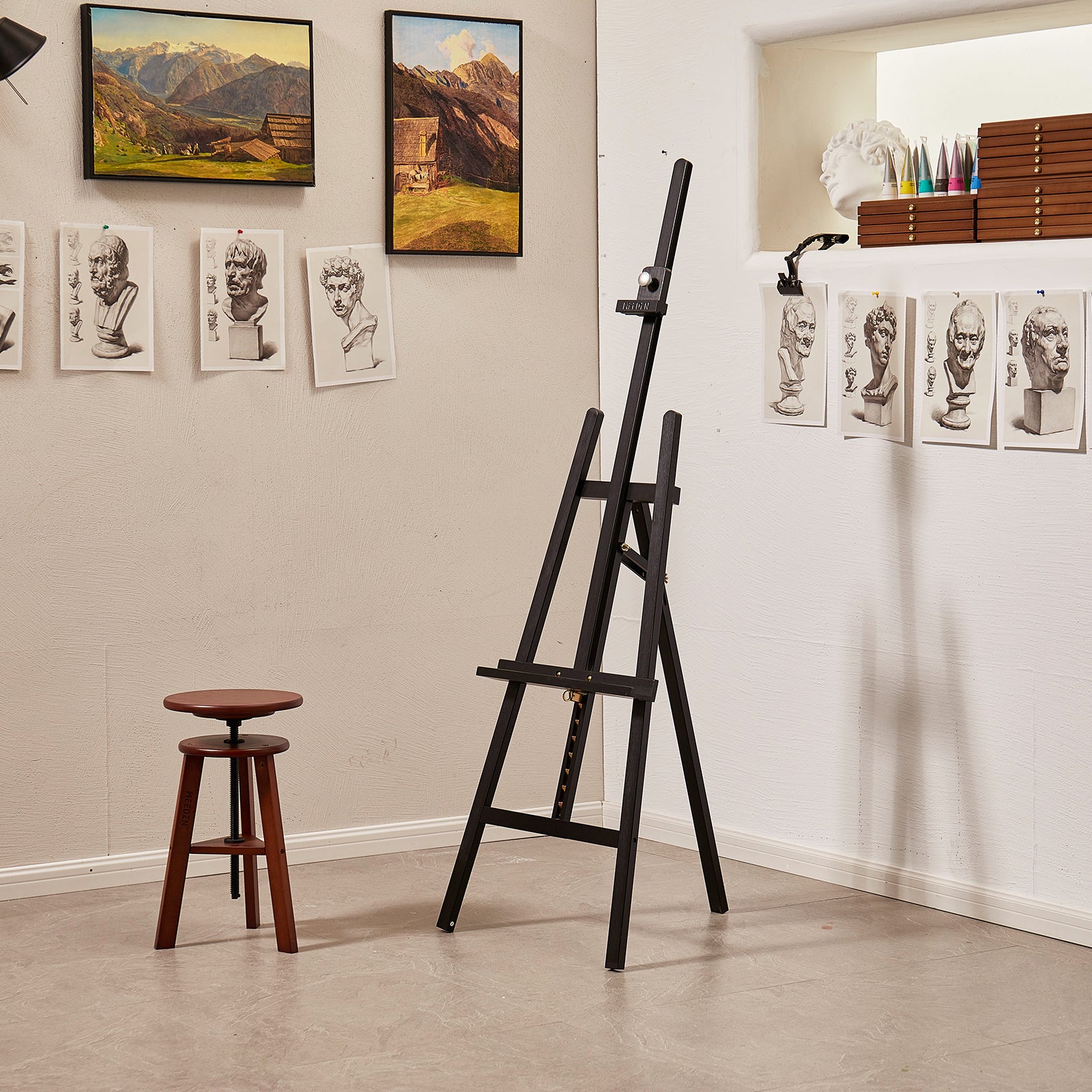 MEEDEN Pinewood A-Frame Painting Easel Stand- Black - W01D