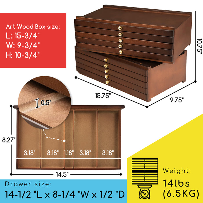 MEEDEN 10-Drawer Art Supply Storage Box, Walnut Color