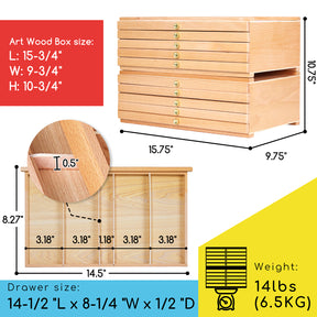 MEEDEN 10-Drawer Art Supply Storage Box, Natural