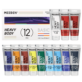 MEEDEN Heavy Body Acrylic Paint 12 Basic Colors, 60ml