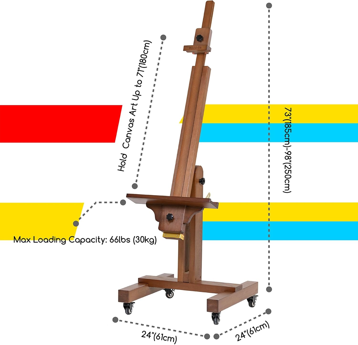 MEEDEN Extra Large Adjustable Artist Easel Stand, Walnut-DHJ-11