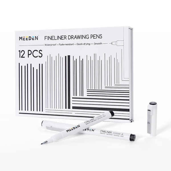 MEEDEN Micro Fineliner Drawing Pens: 12-Size Fine Liner Pen Set -All Black