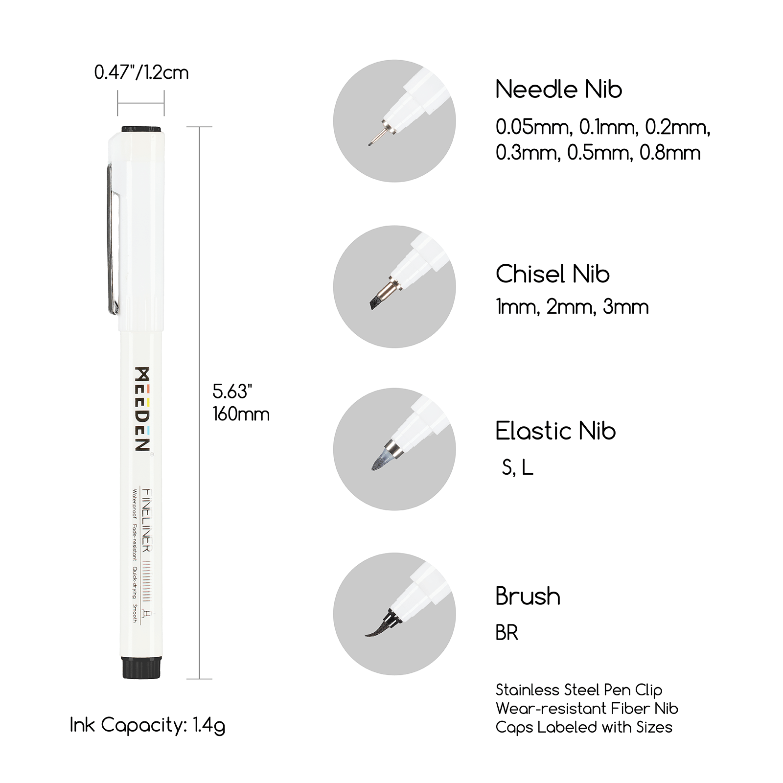 MEEDEN Micro Fineliner Drawing Pens: 12-Size Fine Liner Pen Set -All Black