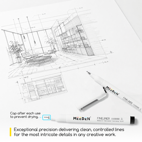 MEEDEN Micro Fineliner Drawing Pens: 12-Size Fine Liner Pen Set -All Black