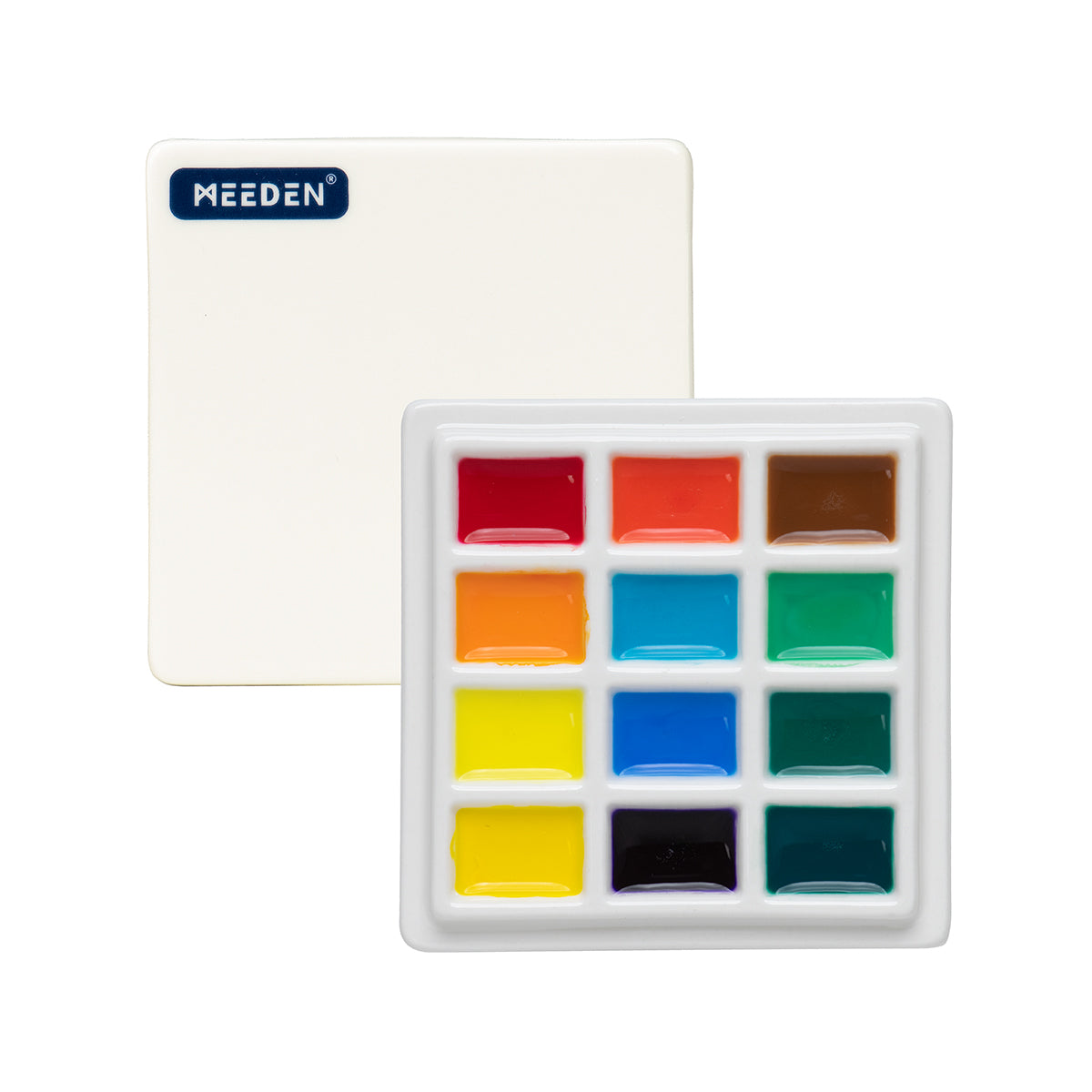 MEEDEN 12-Well Ceramic Paint Palette with Cover