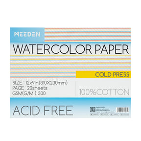 MEEDEN 12x9" Cold Press Watercolor Paper Pad 20 Sheets